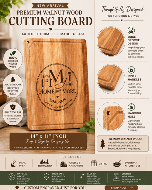 Large Rectangle Walnut Cutting Board (14×11)